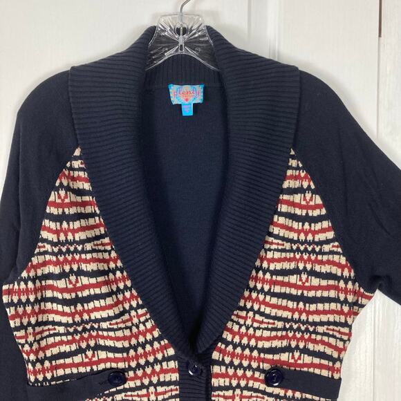 NWOT PLENTY BY TRACY REESE Cardigan M Silk Cotton Geo Print Shawl Neck Buttons - Picture 4 of 9